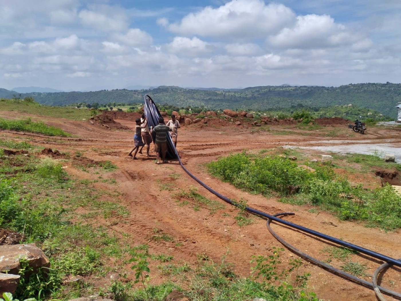 Water lines were laid to irrigate the farm.