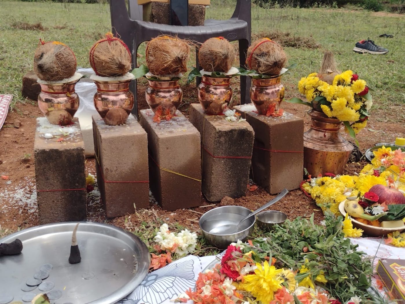 A puja marked the start of home construction for community members.