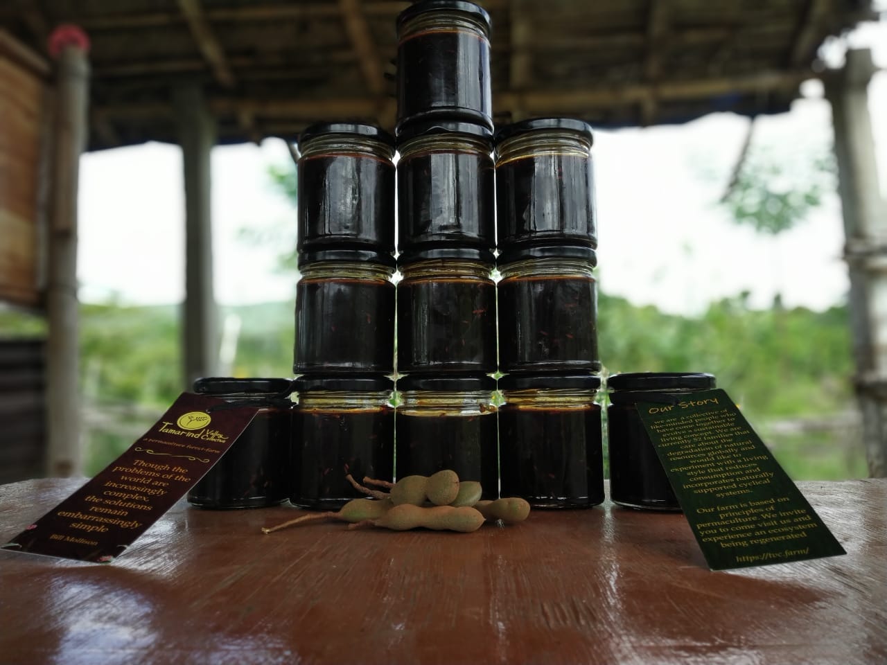 Jars of farm-made tamarind chutney